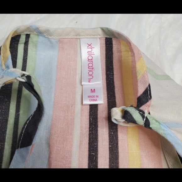 Xhilaration Striped Embroidered Floral Top - Picture 2 of 4